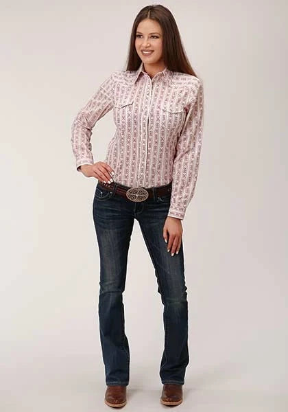 Roper 827 Wallpaper Print (Wine) - Women's Western Shirt