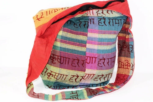 Hare Krishna Jhola Sling Bag 14 Inch Cotton Zip Pocket