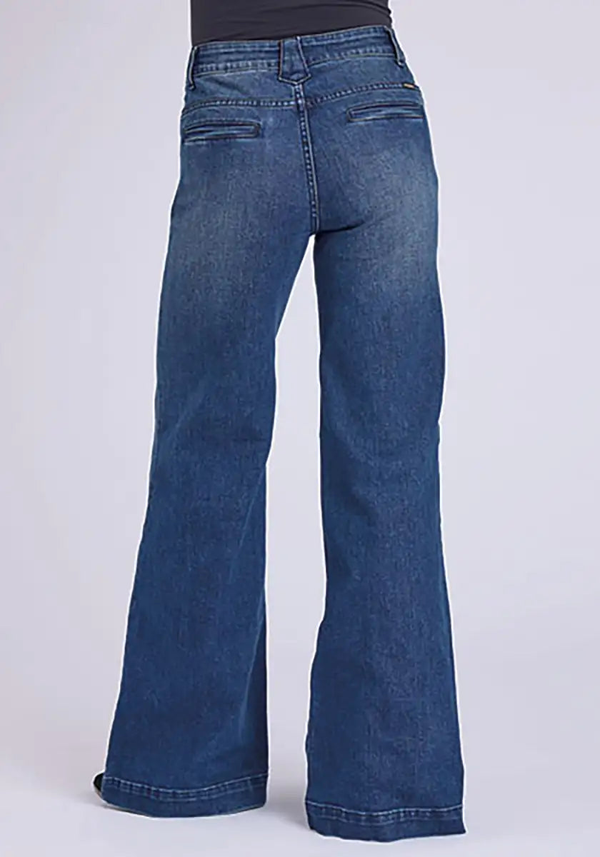 Stetson 751 Wide Leg Welted Back Packets ( Denim Medium Wash) - Women's Jeans