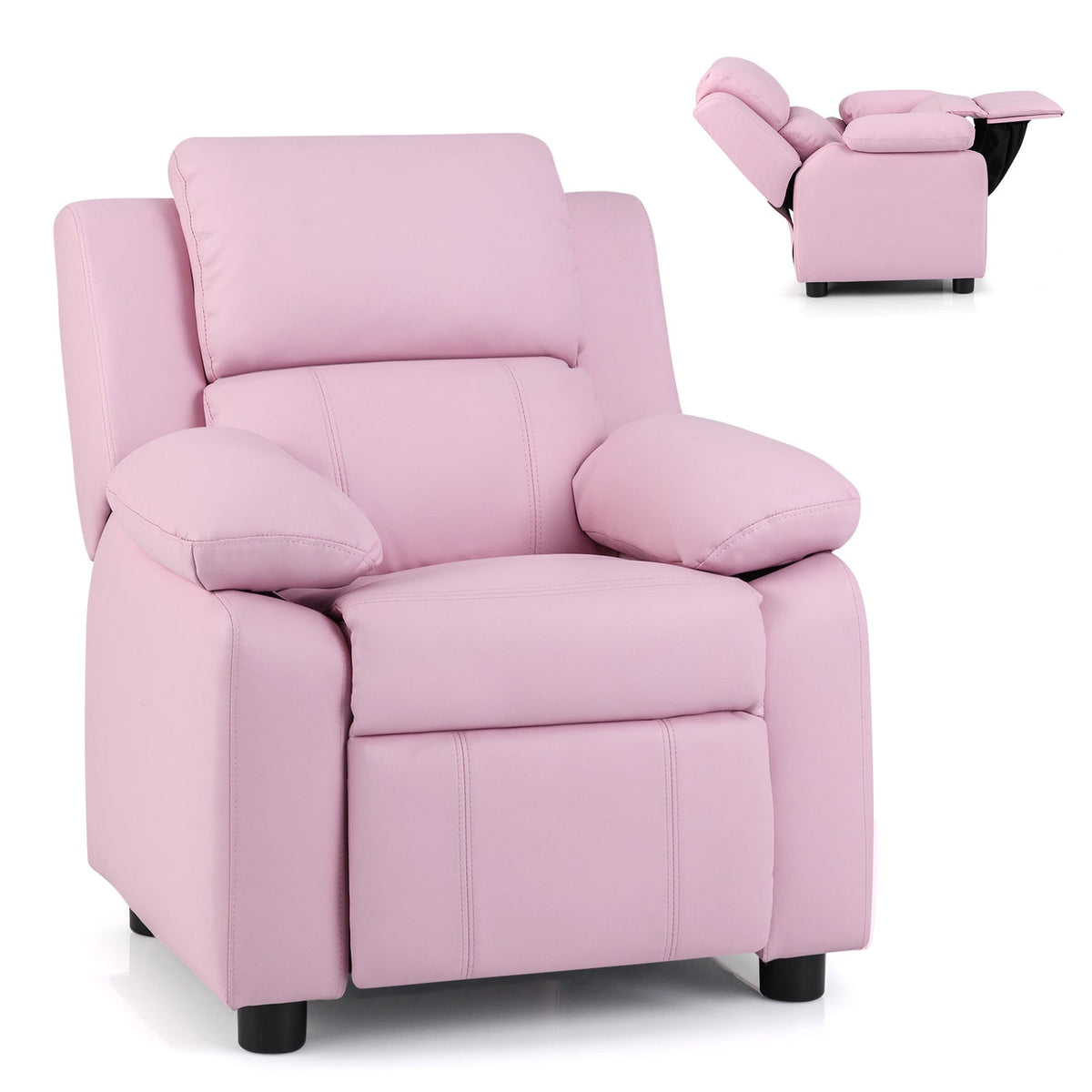 Kids Deluxe Headrest Recliner Sofa Chair with Storage Arms