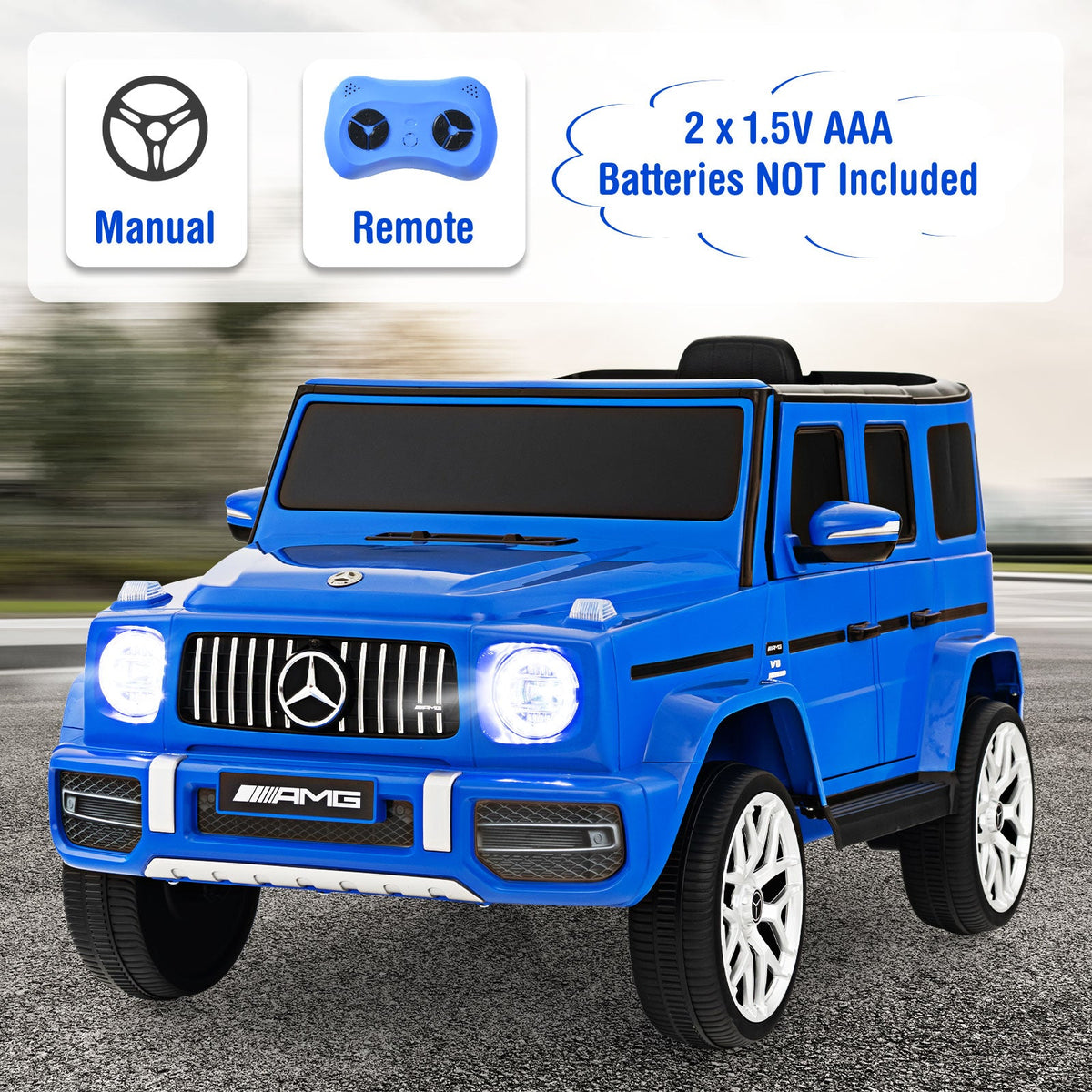 12V Mercedes-Benz G63 Licensed Kids Ride On Car with Remote Control-Navy