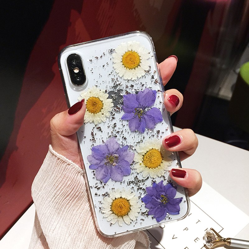Compatible With Compatible With , Qianliyao Dried Real Flower Cases For I XR Case Handmade Clear Soft Back Cover For