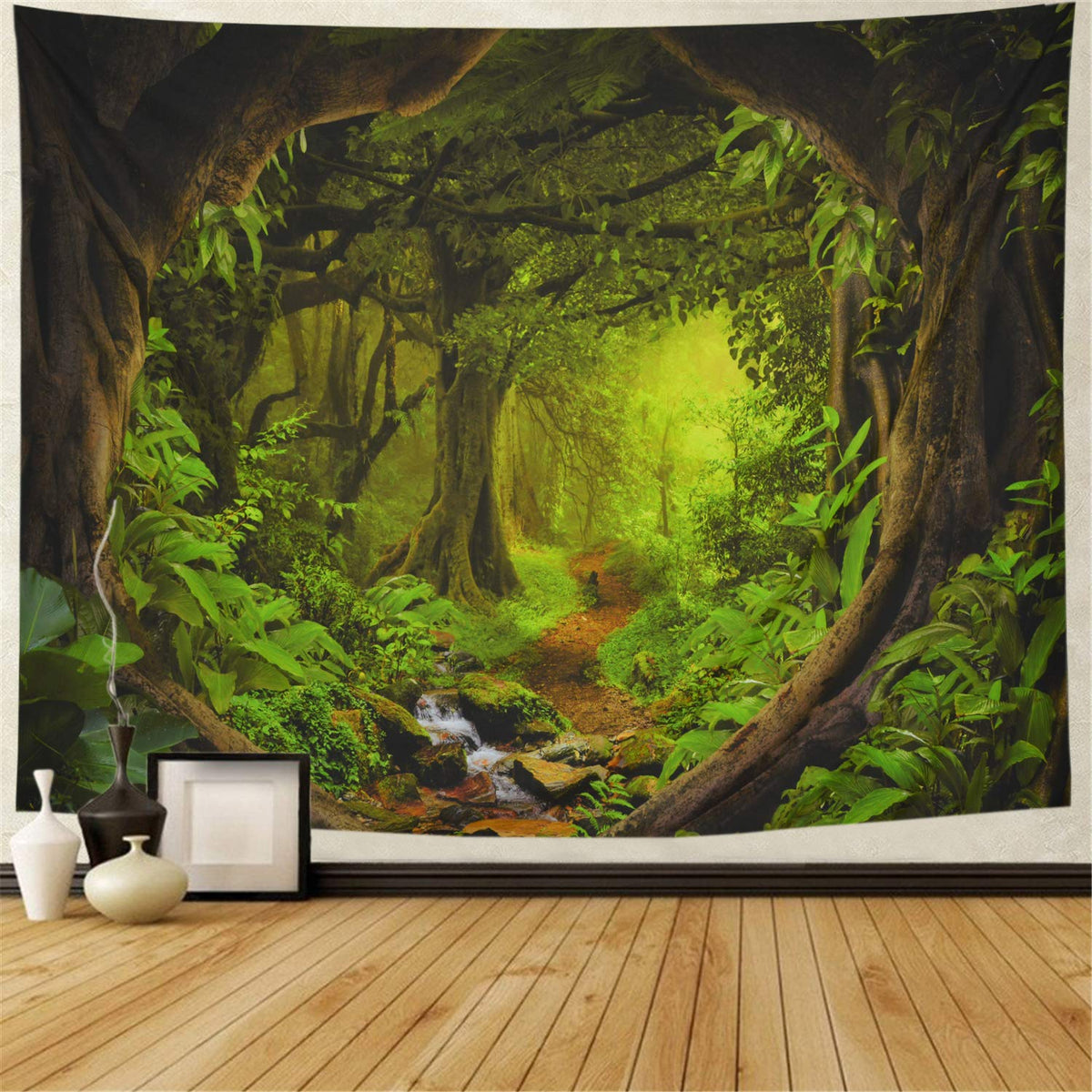 Gran tapiz hermoso bosque natural, tapiz grande para colgar en la pared, tapices bohemios, decoración de arte de pared de mandala.