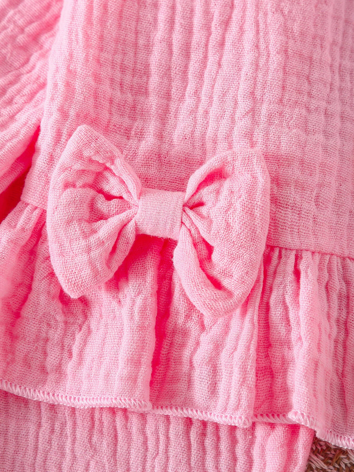 Children's Ruffle Trim Bow Decor Baby Set
