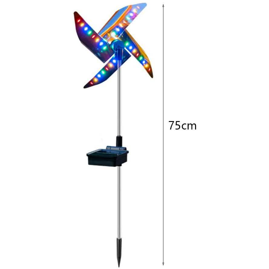 Paquete de 2: Lámpara de molino de viento de jardín con luz solar exterior de 32 LED, impermeable