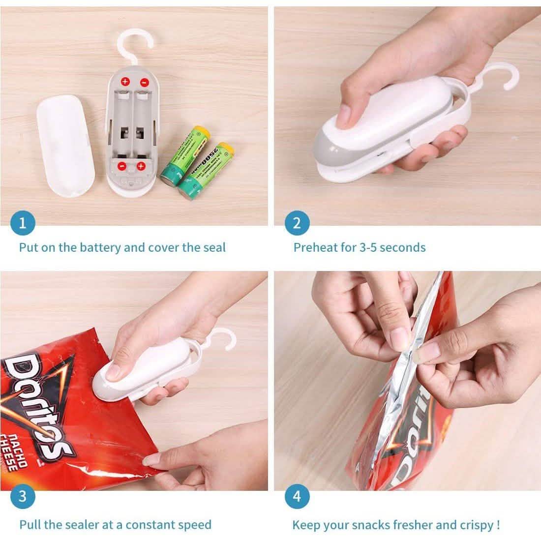 Paquete de 2: sellador de bolsas mini Mempedont, sellador térmico para bolsas de plástico