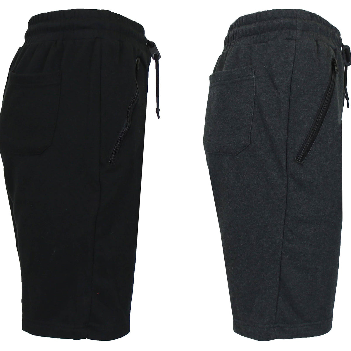 2-Pack: Men's French Terry Zipper Pockets Jogger Sweat Lounge Shorts