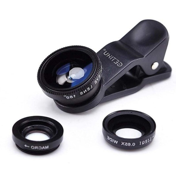 Universal Fisheye Lens 3 in 1 Mobile Phone Clip Lenses Fish