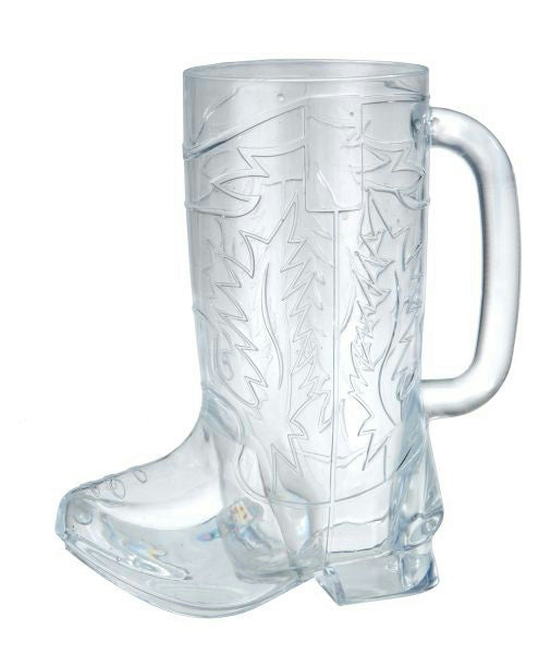 Clear Plastic Western Cowboy Boot Mug Cup with Handle 12oz