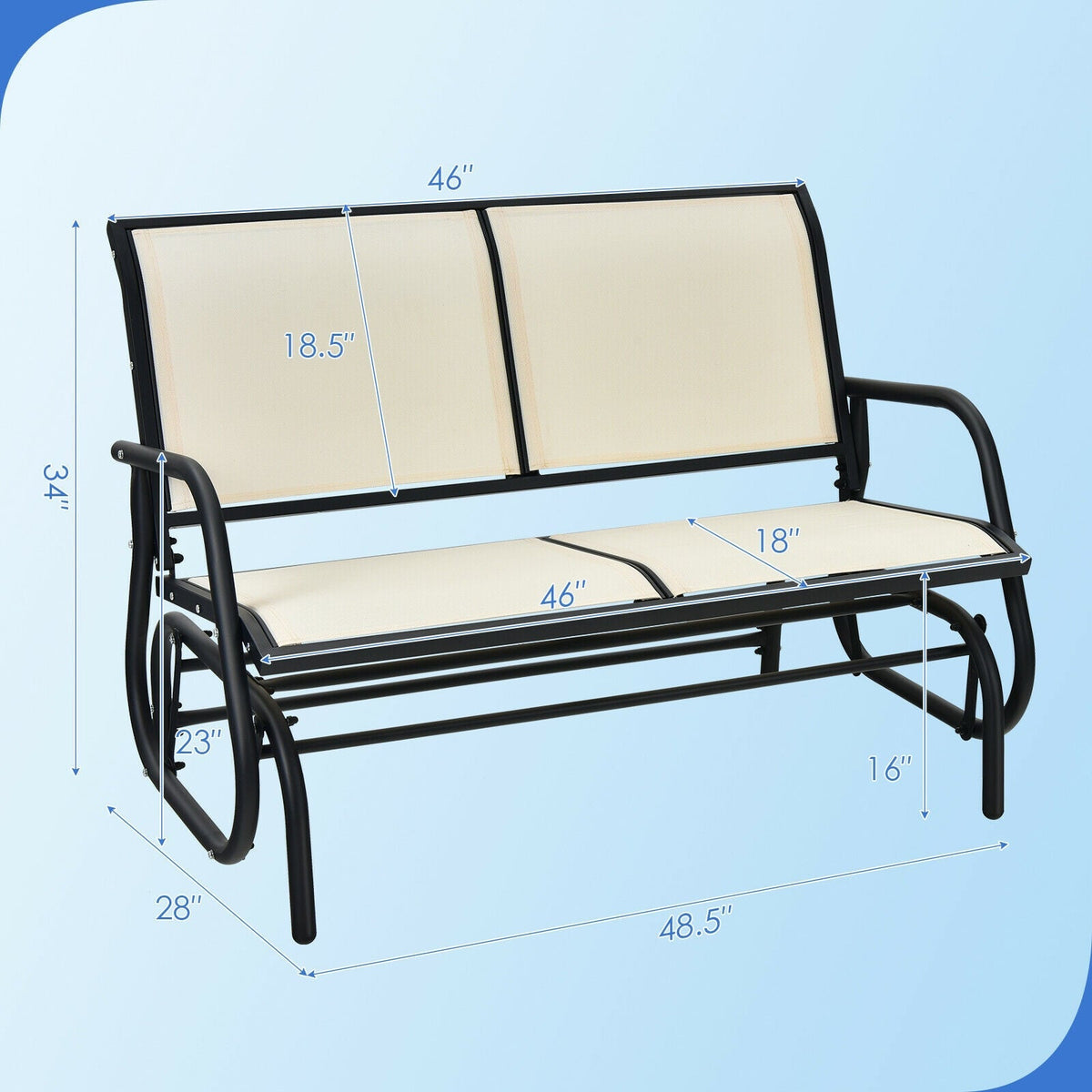Sillón Planeador Mecedora de Jardín de 48 Pulgadas de Dos Plazas