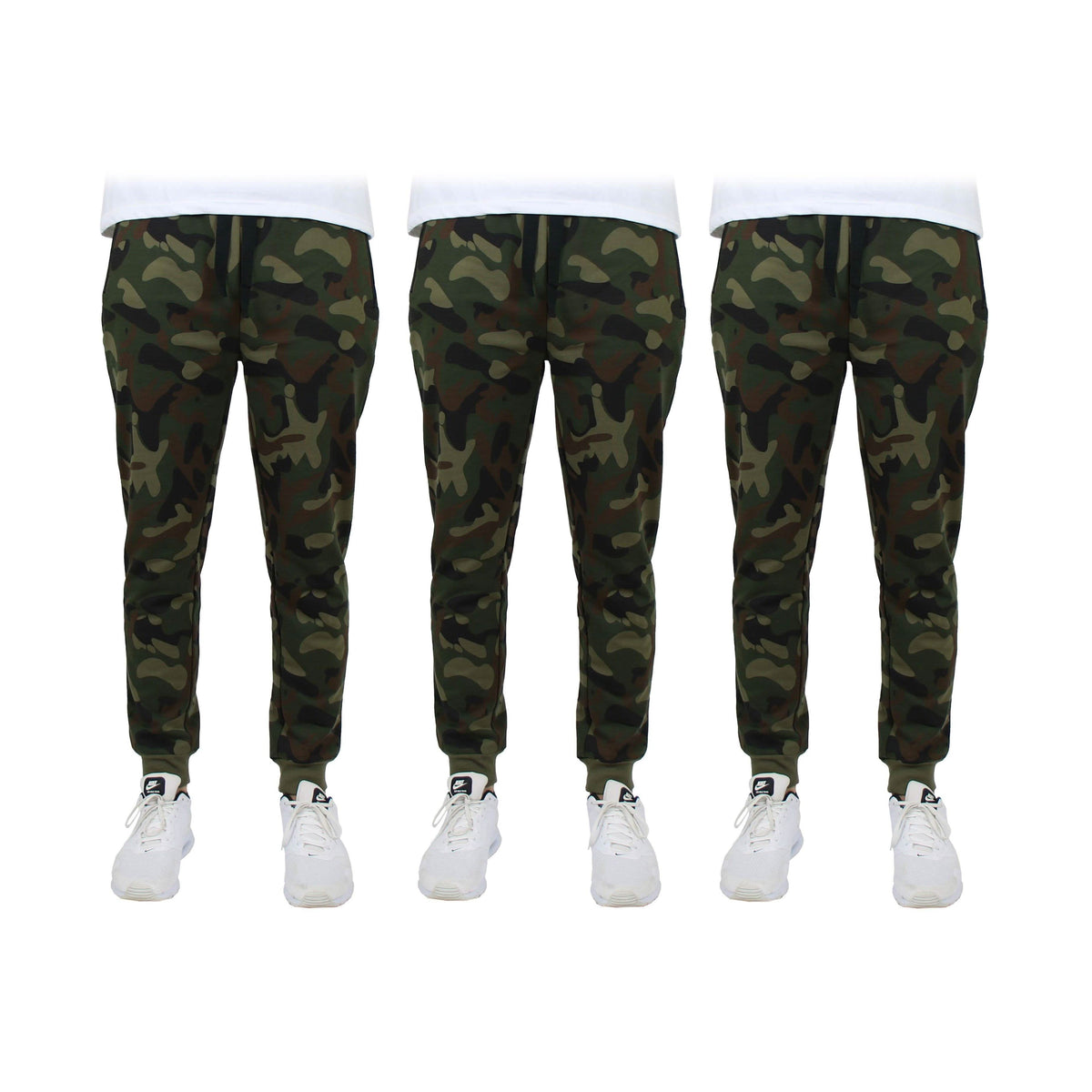 3-Pack: Men's Slim Fitting French Terry Jogger Lounge Pants with Zipper Pockets