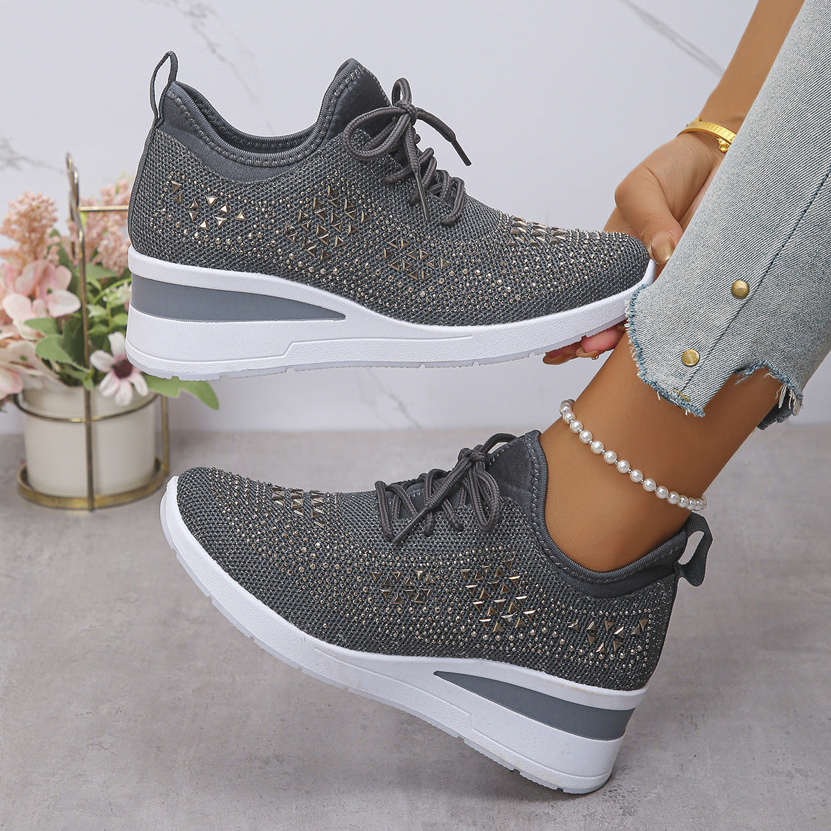Breathable Mesh Casual Shoes Lightweight Height-Enhancing Sneakers For Men Daily Walking Comfortable Sportswear