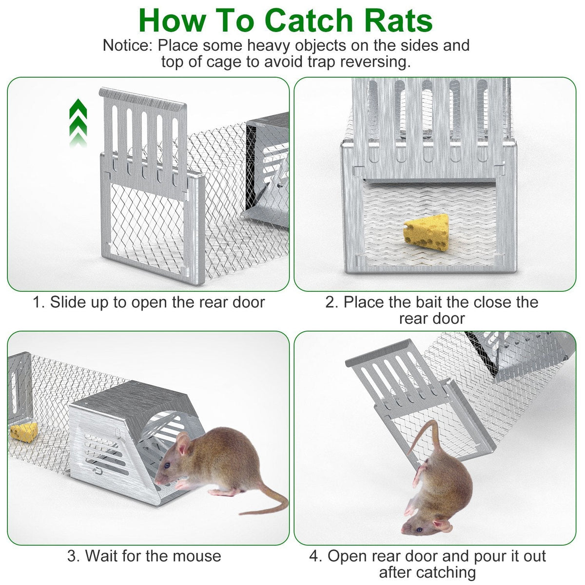 2Pcs Humane Mouse Trap Cage No Assembly Need Automatic Continuous Rat Trap with Single Way Door Reusable Catch And Release Live Cage Trap for Rodents