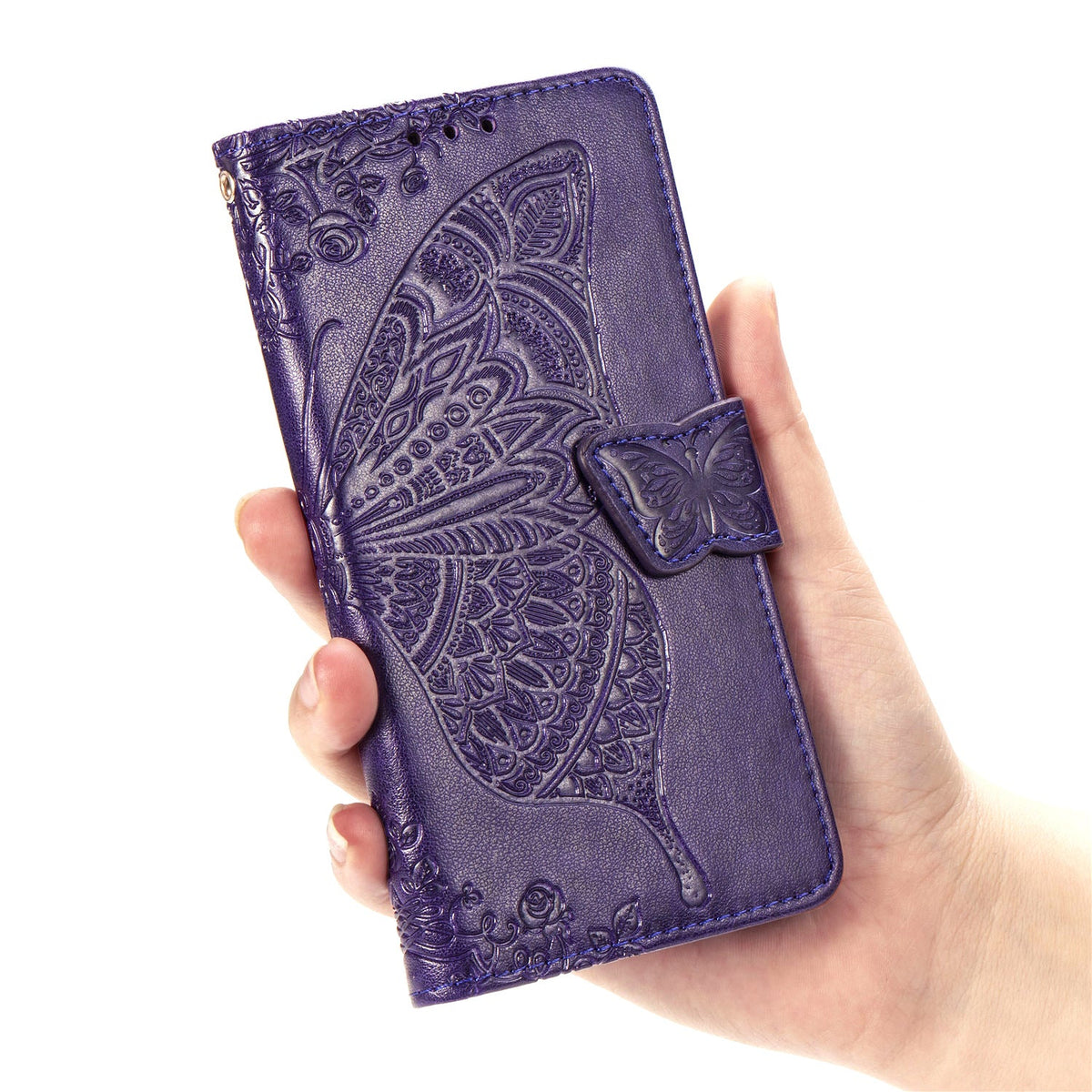 Flower Butterfly Embossed Leather Case