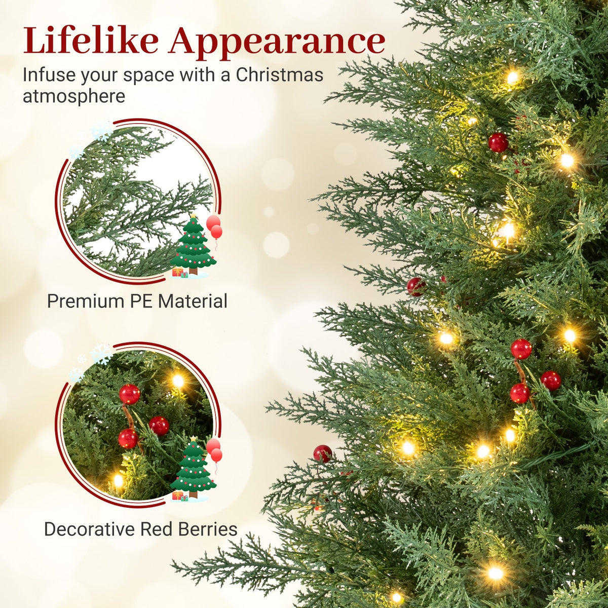 4 FT Pre-lit Christmas Trees with 70 Warm White LED Lights and 173 Branch Tips 2 Pack