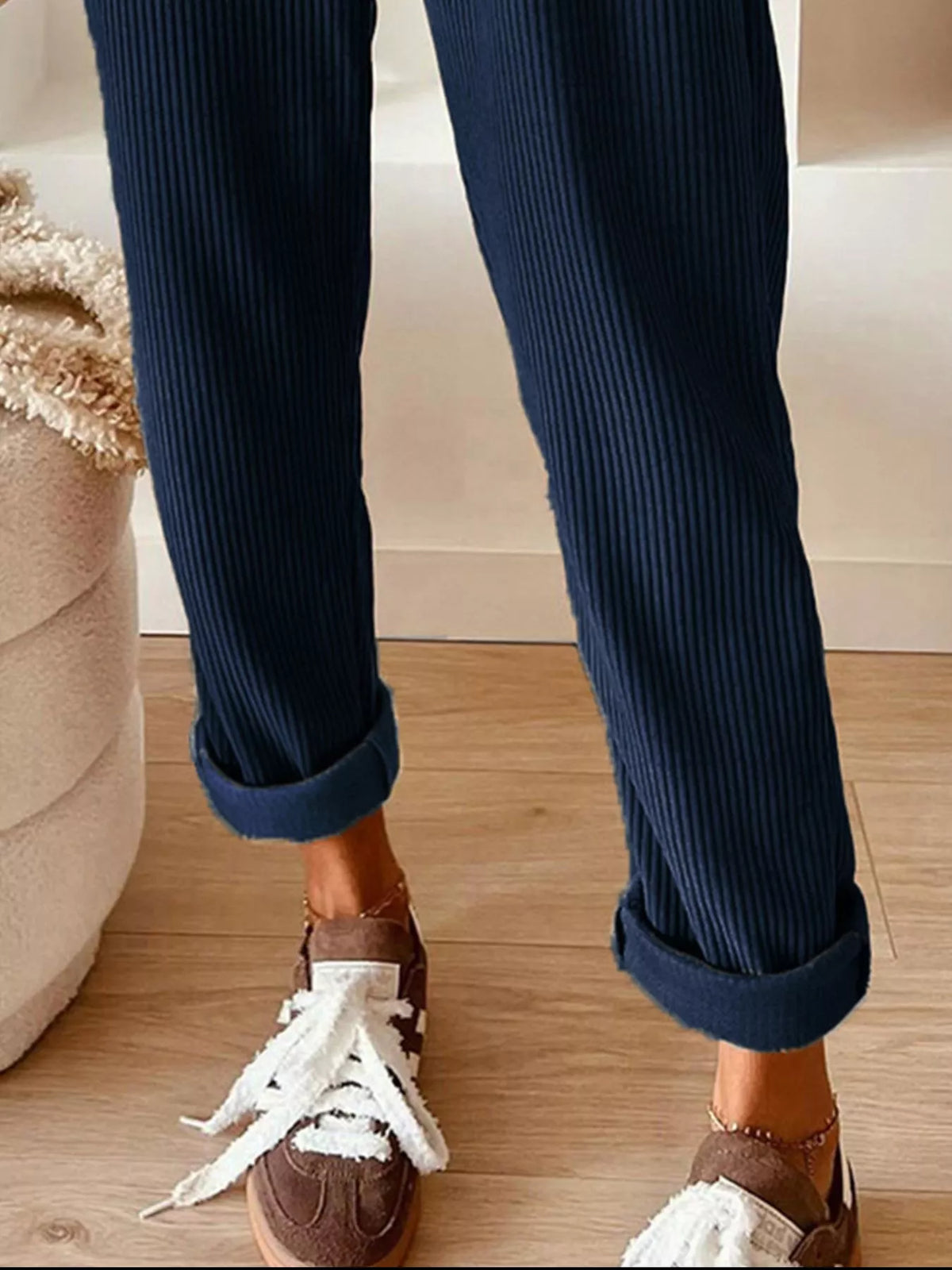 Casual Corduroy Drawstring Waist Pants