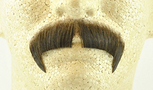 Medium Brown 100% Human Hair European Character Elegant Handlebar Mustache 2028