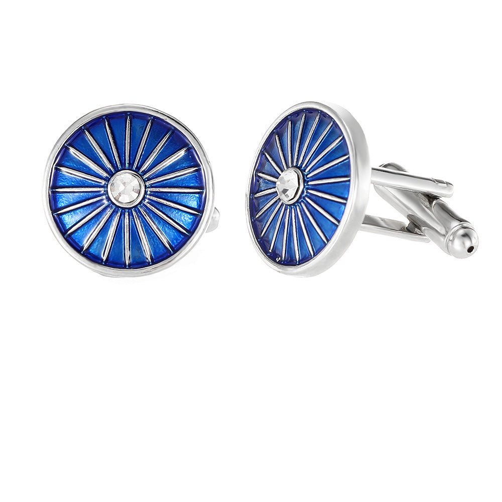 Round Line Blue Dripping Cufflinks Men's French Shirt Accessories