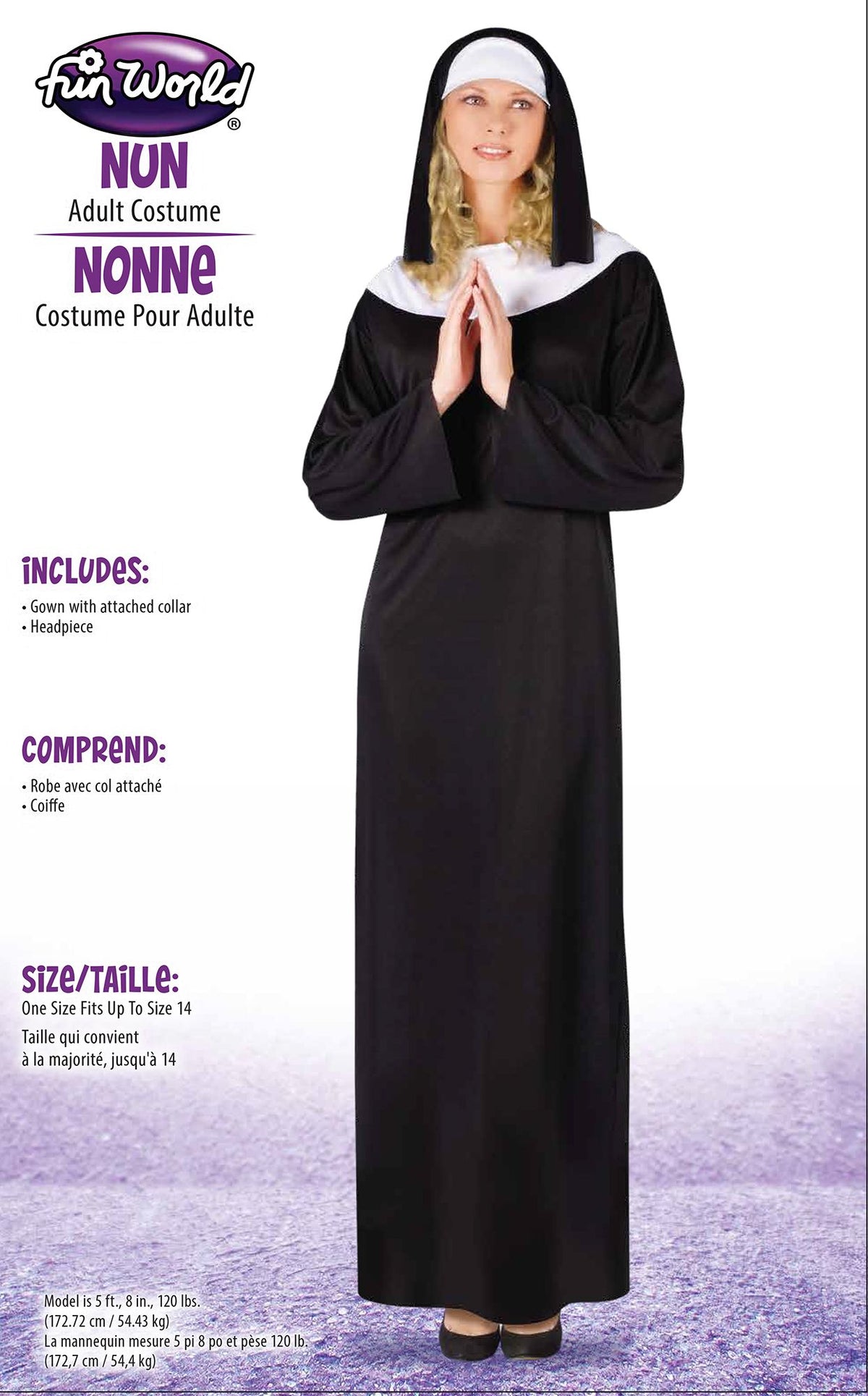 Classic Nun Fun World Adult Robe Costume Standard
