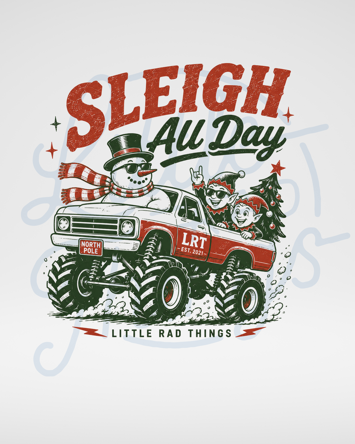 CAMISETA DE NAVIDAD PARA NIÑOS PEQUEÑOS CON DISEÑO DE CAMIÓN MONSTRUO "SLEIGH ALL DAY" - BEIGE