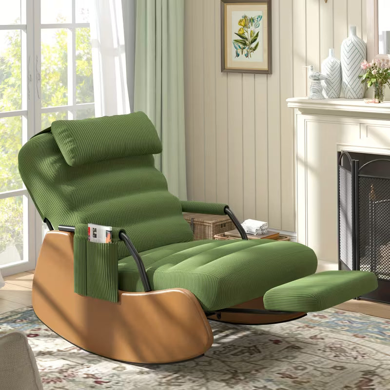 Corduroy Nursery Glider Rocking Chair with Cushioned Seat