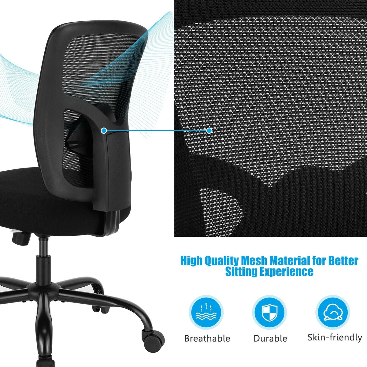 400LBS Mesh Big and Tall Office Chair Swivel Task Chair
