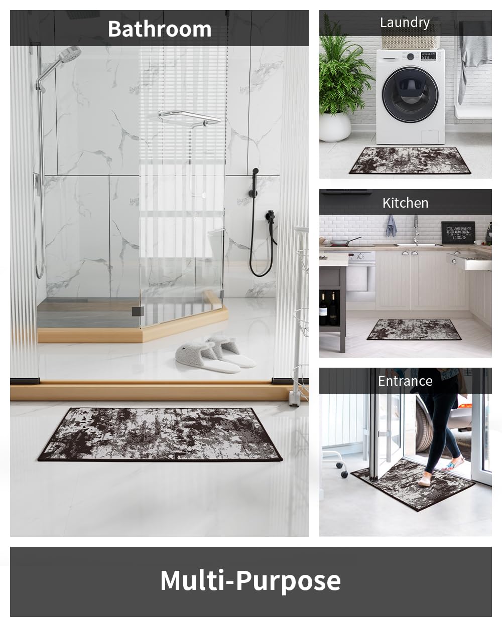 Alfombra de baño PADOOR absorbente antideslizante con base de goma 17x24 café moca