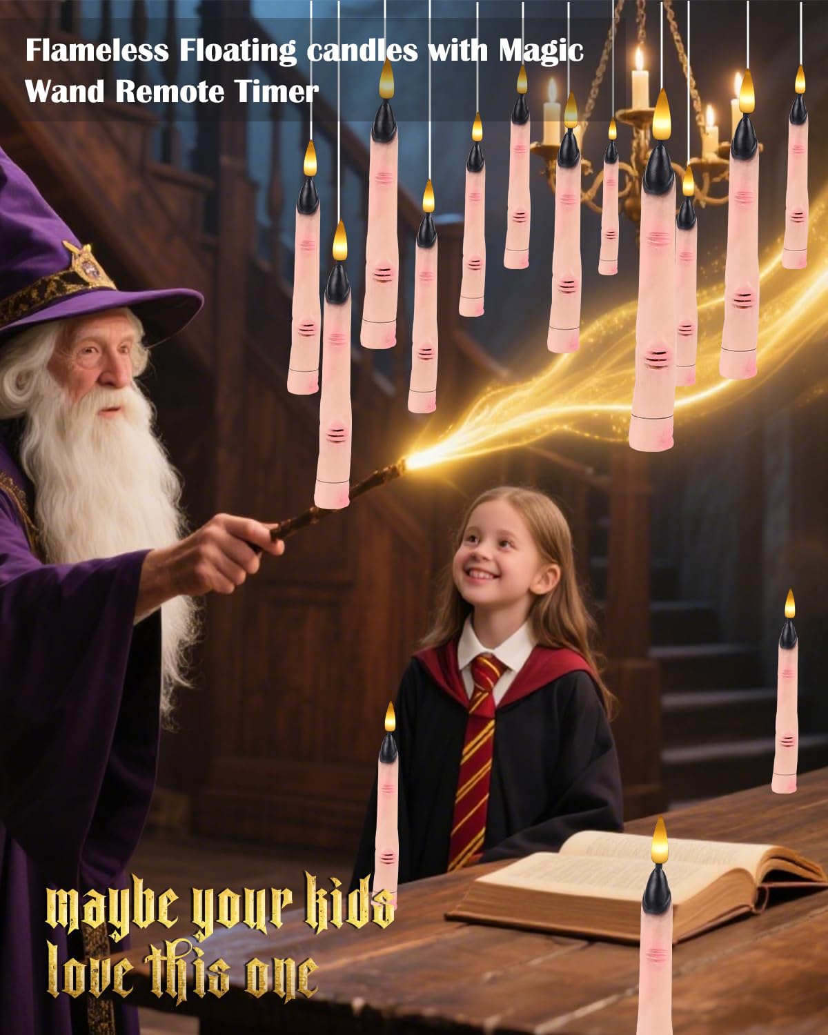 BVCNIG Paquete de 20 velas flotantes de Halloween con control remoto de varita mágica, 6 pulgadas, blanco cálido