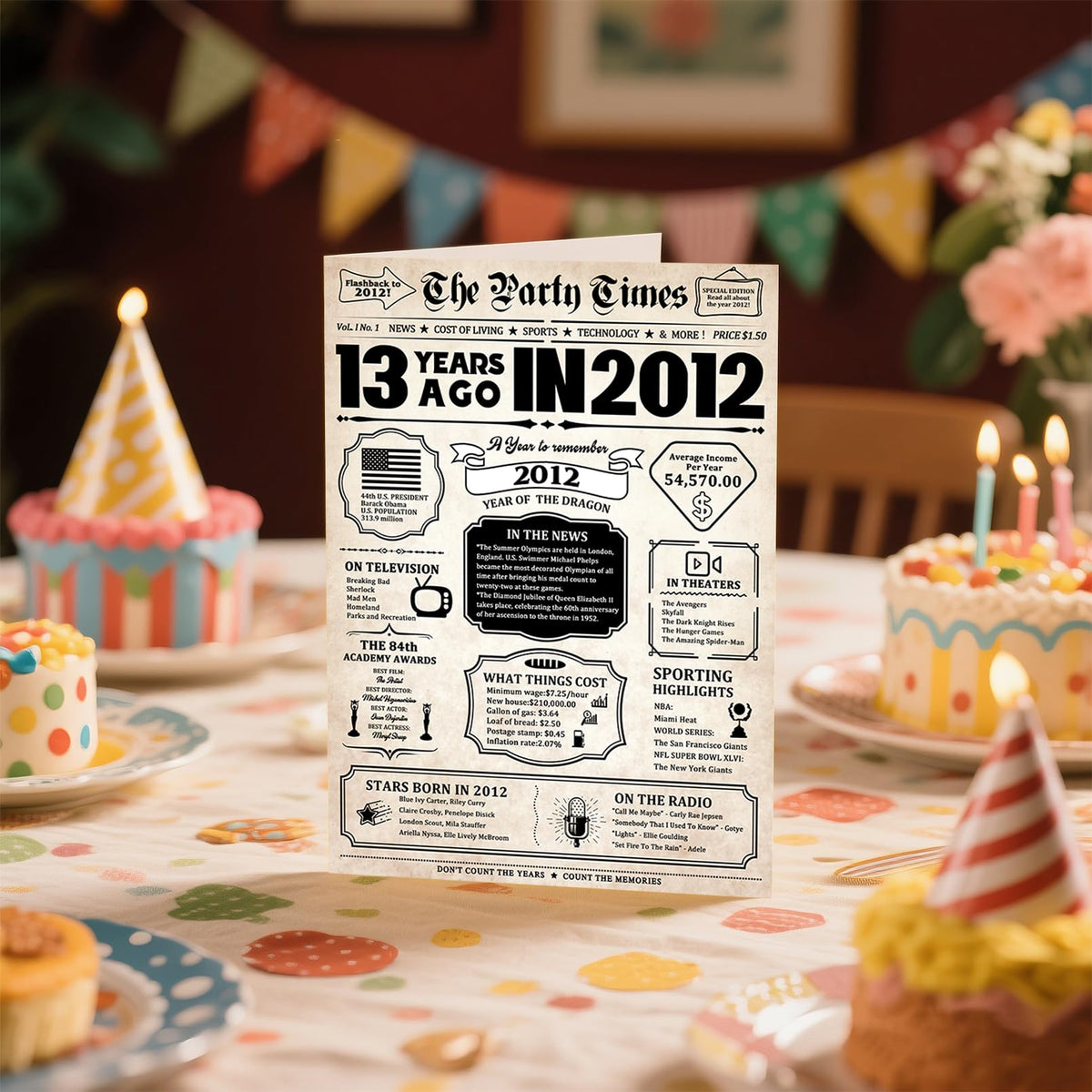 ZUDBBDSD Decoraciones de fiesta para cumpleaños número 13 para niños y niñas, paquete variado retro