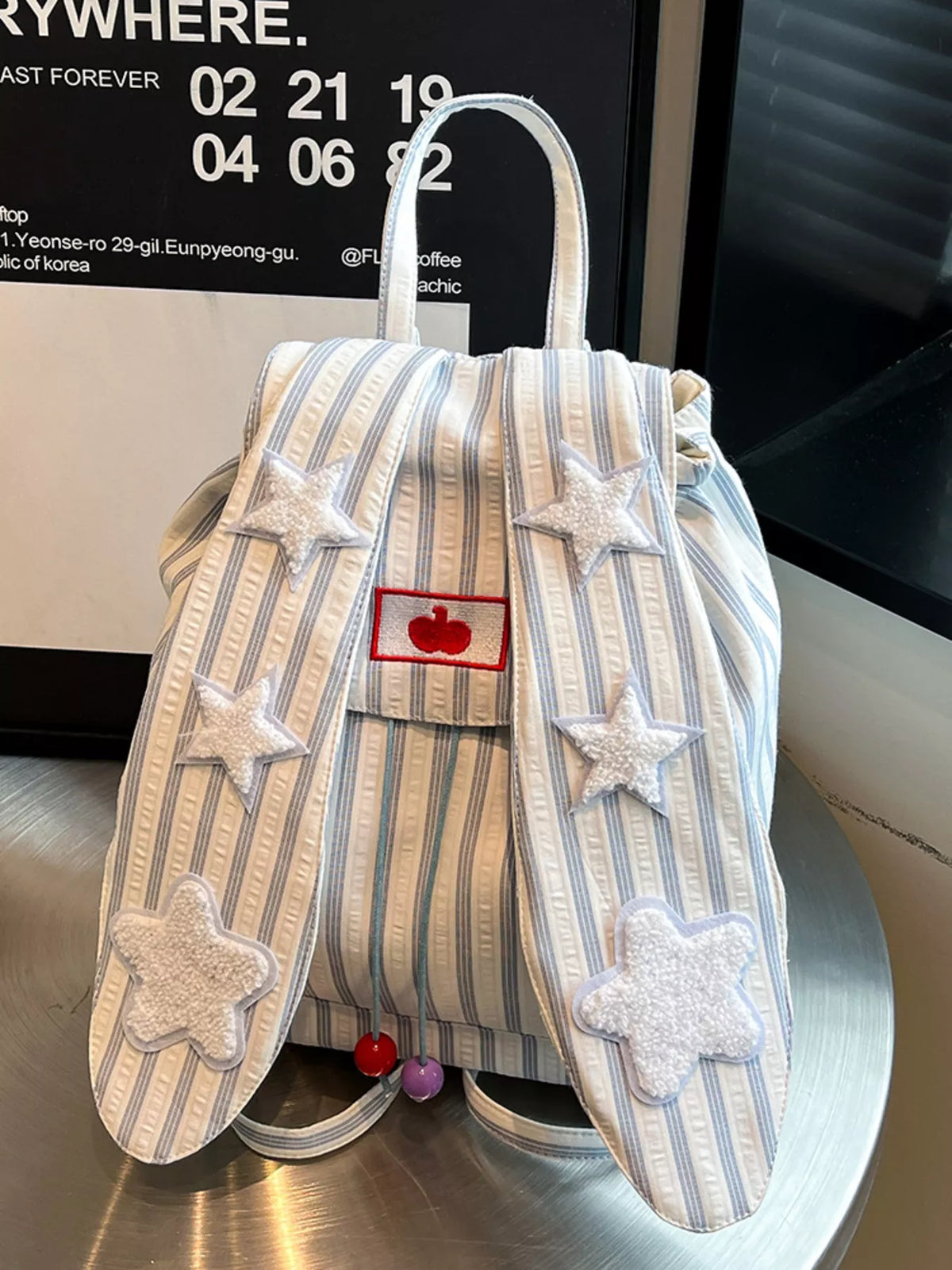 Striped Star Bunny Ear Backpack Bag