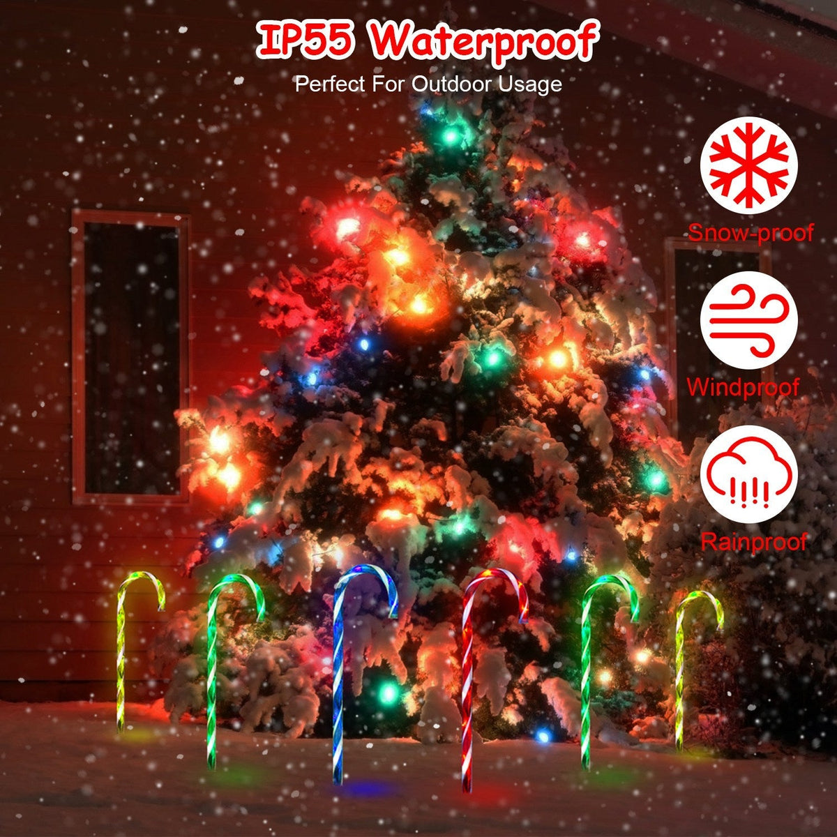 Solar Christmas Candy Cane Light IP55 Waterproof Stake Light Lamp for Patio Yard Garden Pathway Outdoor Christmas Decorative Light