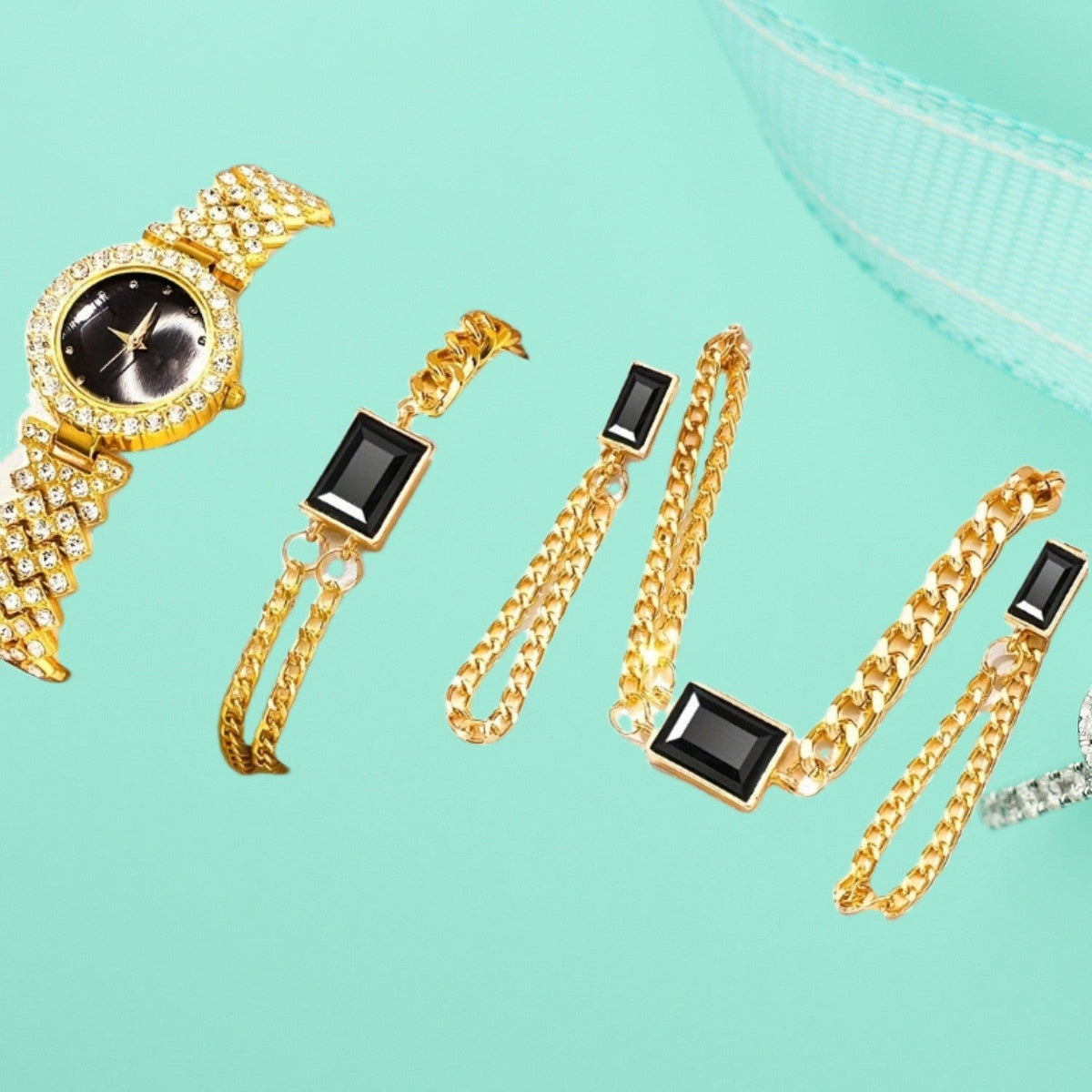 Watch Colorful Crystals Quartz Jewelry Suit