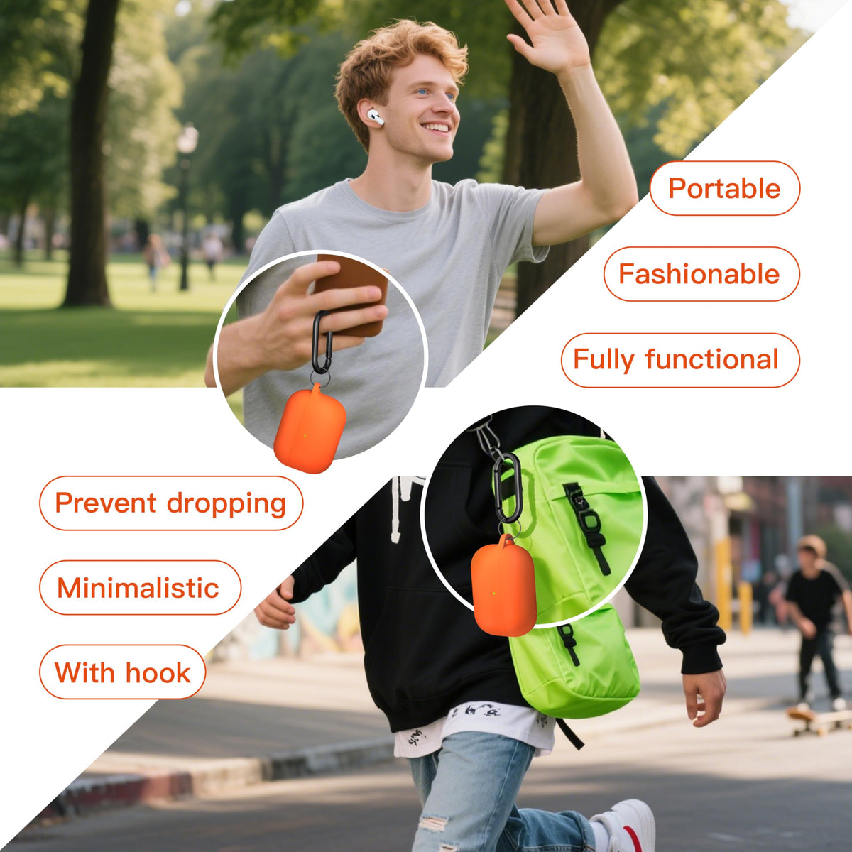 Funda de silicona Brujula para AirPods Pro 3.ª generación 2025, cubierta protectora naranja