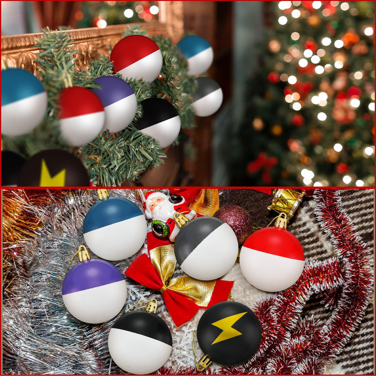 Adornos de bolas para árbol de Navidad Rotatingpals, 24 piezas, 2.4 pulgadas, color relámpago