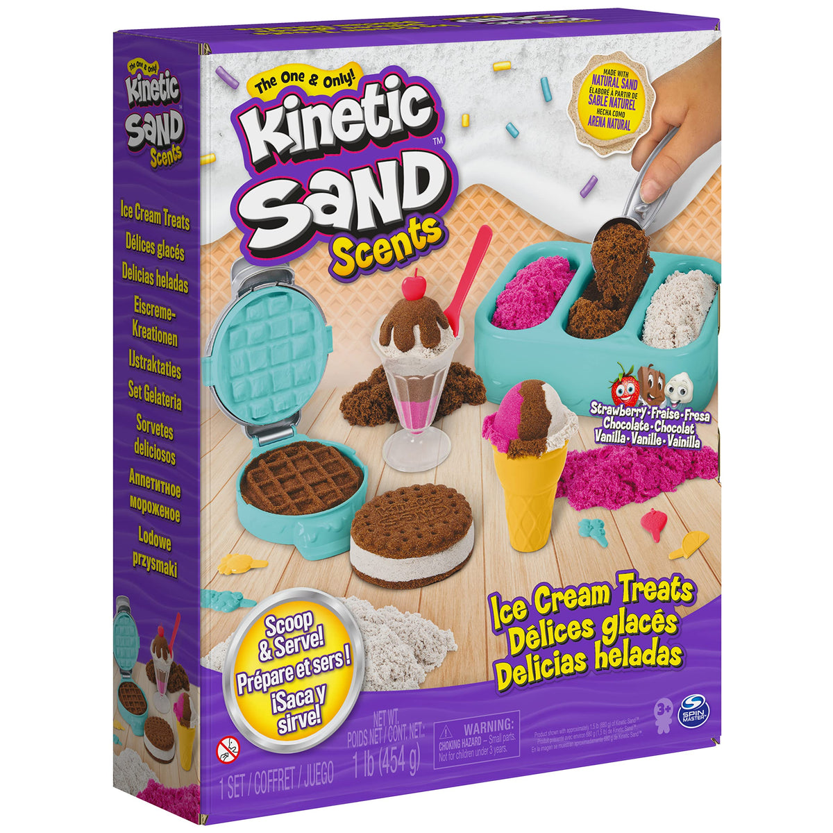 Kinetic Sand Scents Ice Cream Treats Playset 3 Colors 6 Serving Tools