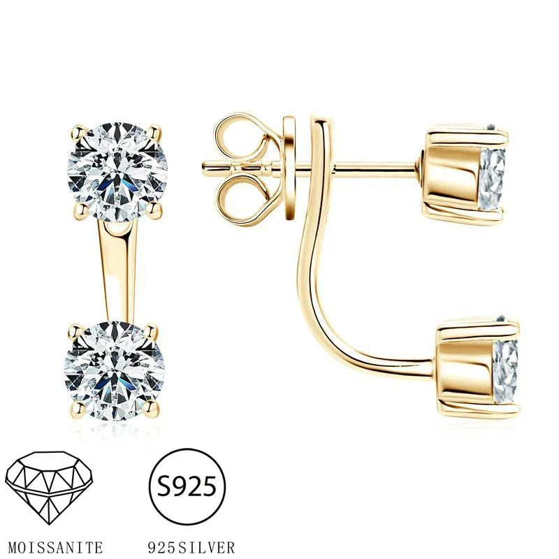 925 Sterling Silver 1ct Moissanite Stud Earrings Unisex Casual Daily