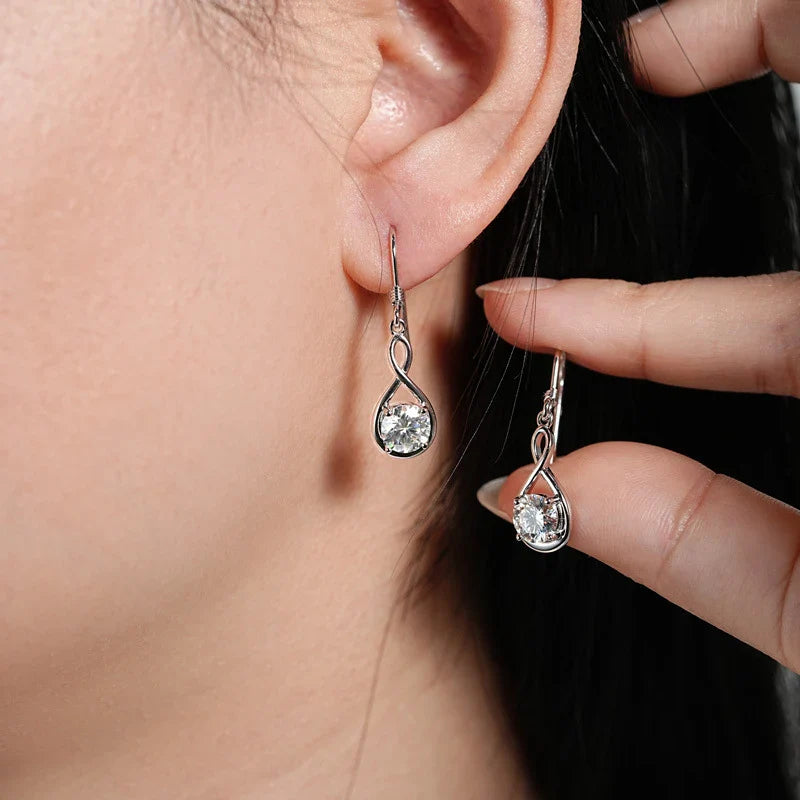 925 Sterling Silver 1ct Round Moissanite Teardrop Earrings Classic Casual