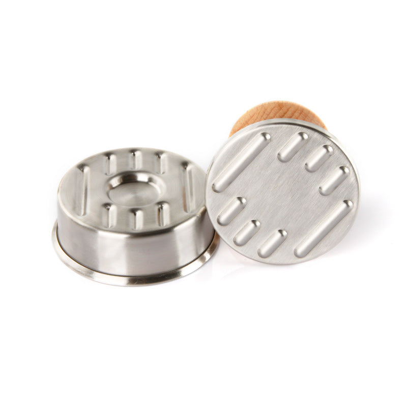 Burger Press Mould Stainless Steel 304 Meat Press, Beech Wood Handle Stainless Steel Meat Press