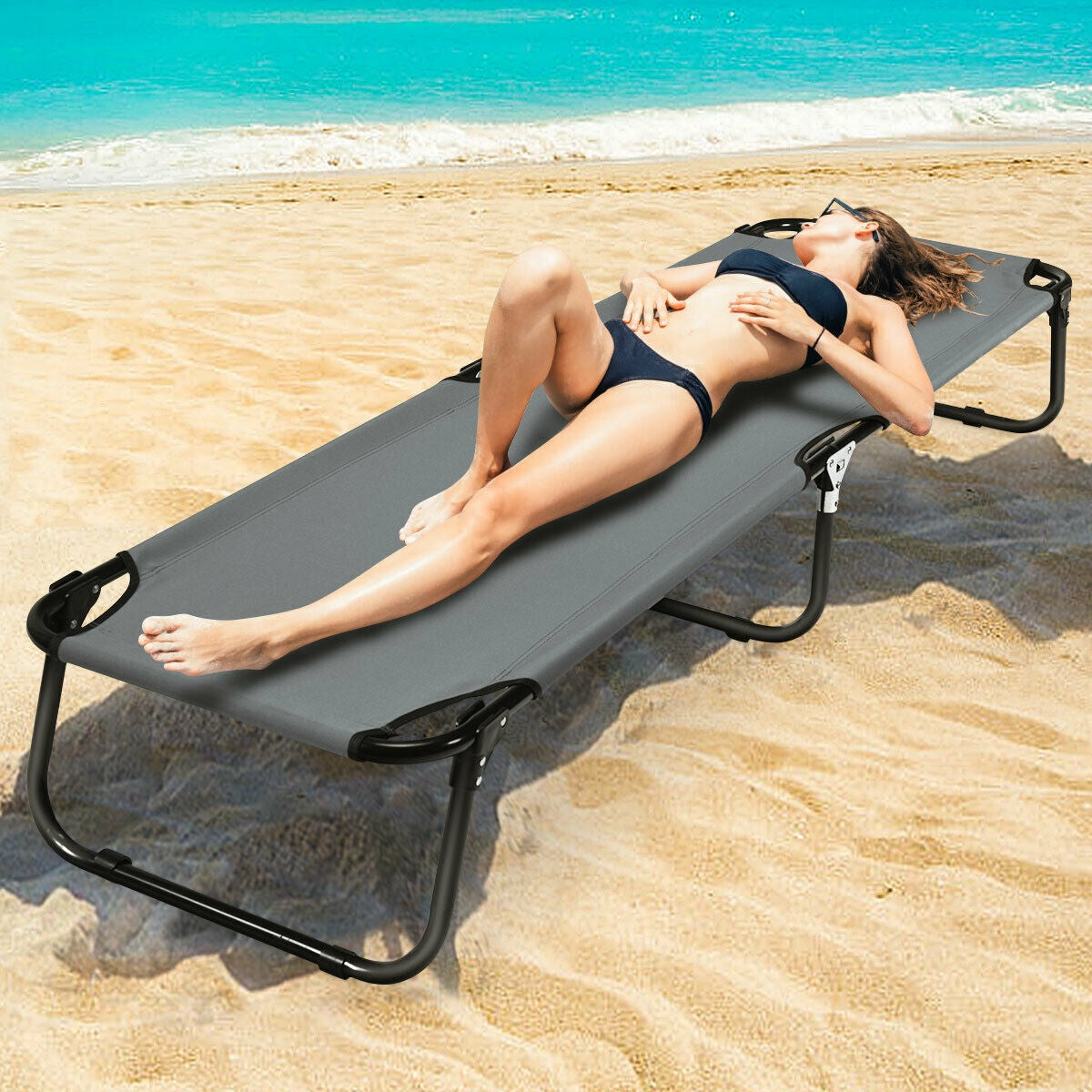 Cama plegable para camping al aire libre para dormir, senderismo, viajes - Negro
