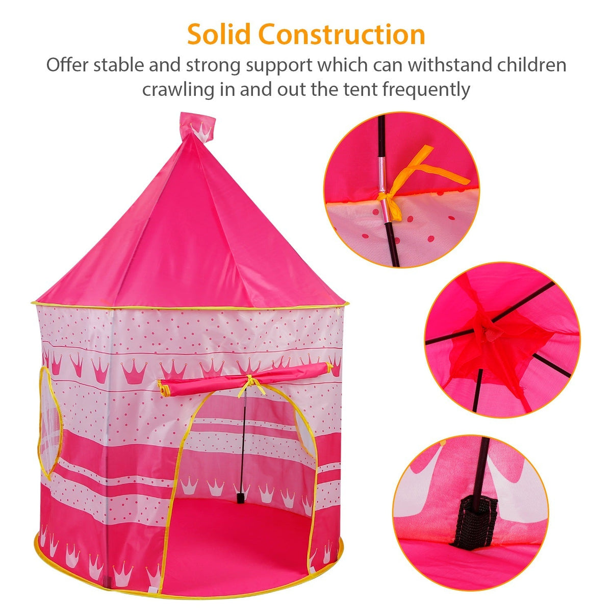 Kids Play Tent Foldable Pop Up Children Play Tent Portable Baby Play House Castle with Carry Bag Indoor Outdoor Use