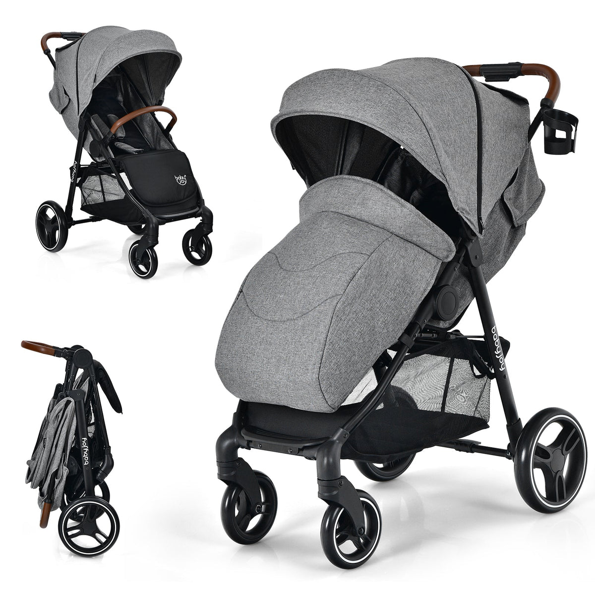 5-Point Harness Lightweight Infant Stroller with Foot Cover and Adjustable Backrest