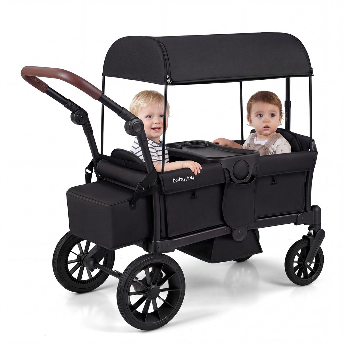 Foldable Wagon Stroller for 2 Kids Double Seater Toddler Stroller with Removable Canopy
