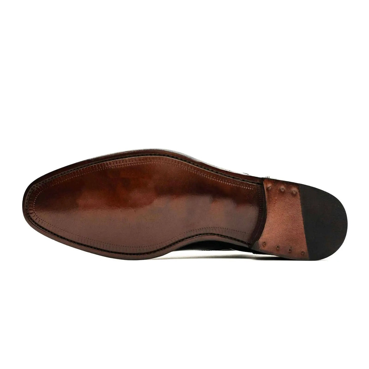Black Cap-Toe Calf & Crocodile Leather Oxford Shoes