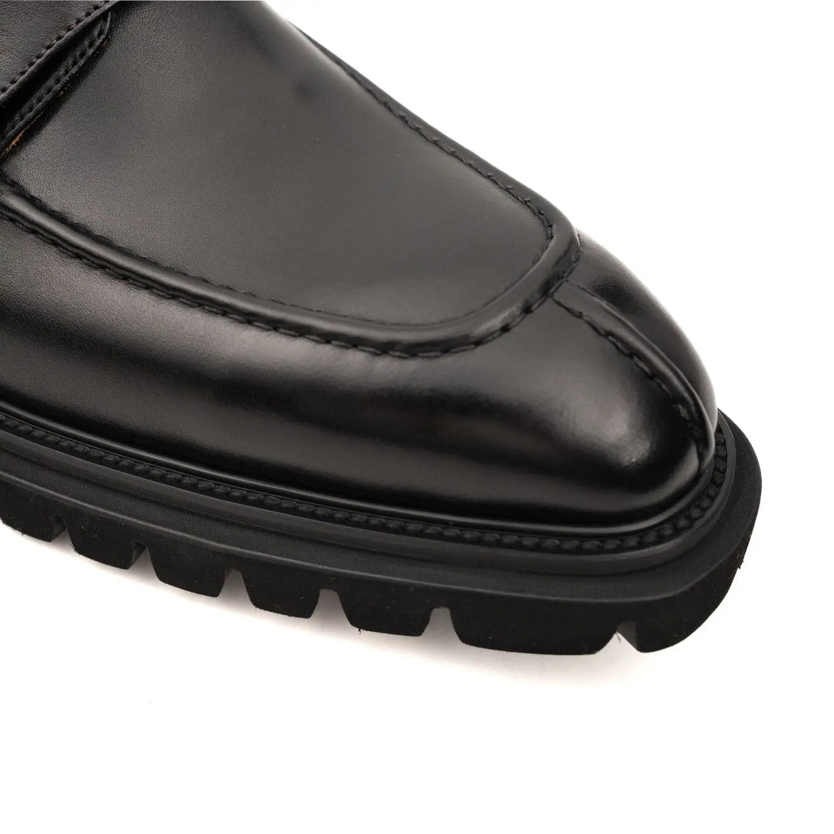 Black Calf Leather Buckle Ankle Boots