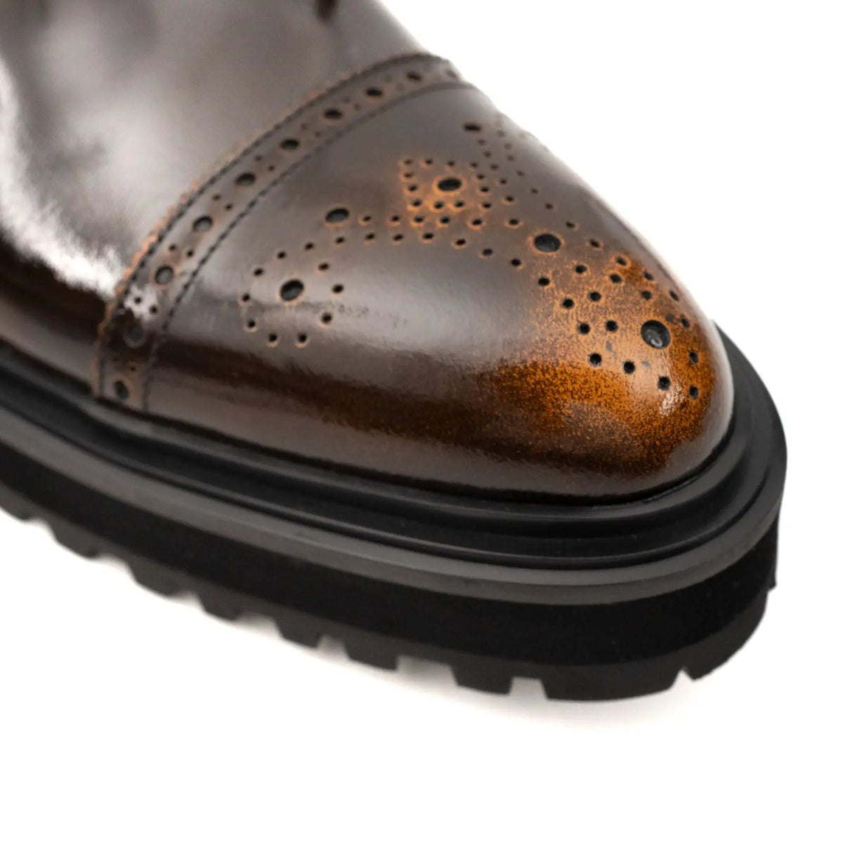 Brown Wingtip Calf Leather Chelsea Boots