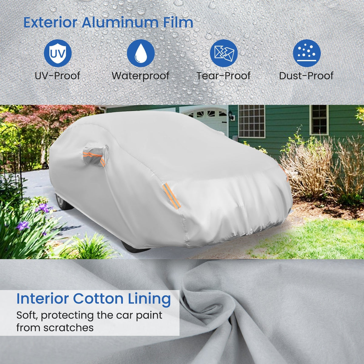 Car Cover for Automobiles 185 Inch Rain Sun UV Protection Universal Fit Sedan Toyota Corolla