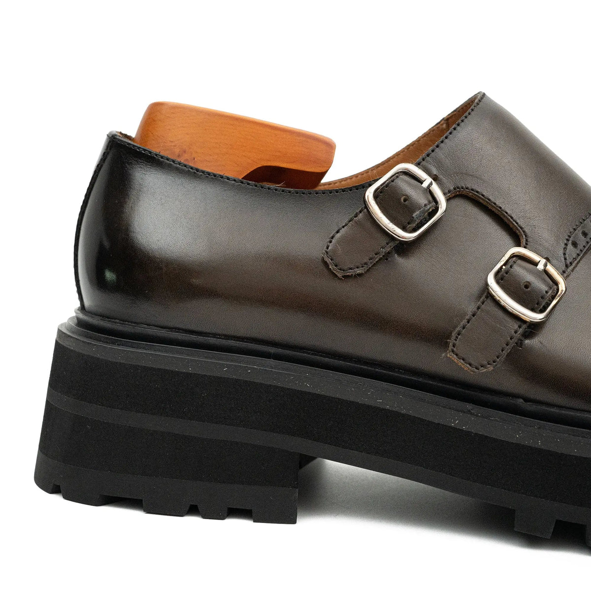 Dark Brown Cow Leather Monk Shoes