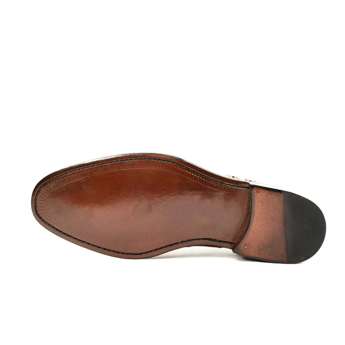 Tan Wingtip Cow Leather Oxford Shoes