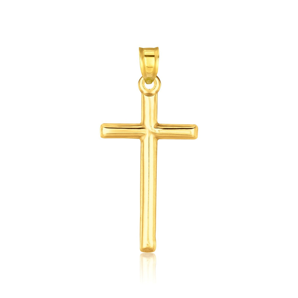 Colgante de cruz de oro amarillo de 14k de alto pulido