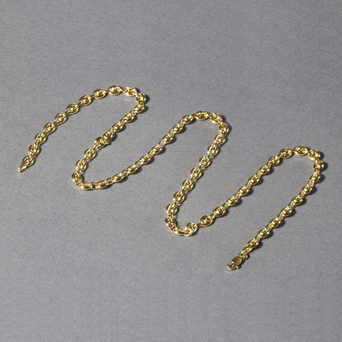 Cadena de eslabones marineros inflados de oro amarillo de 14k (4.70 mm)